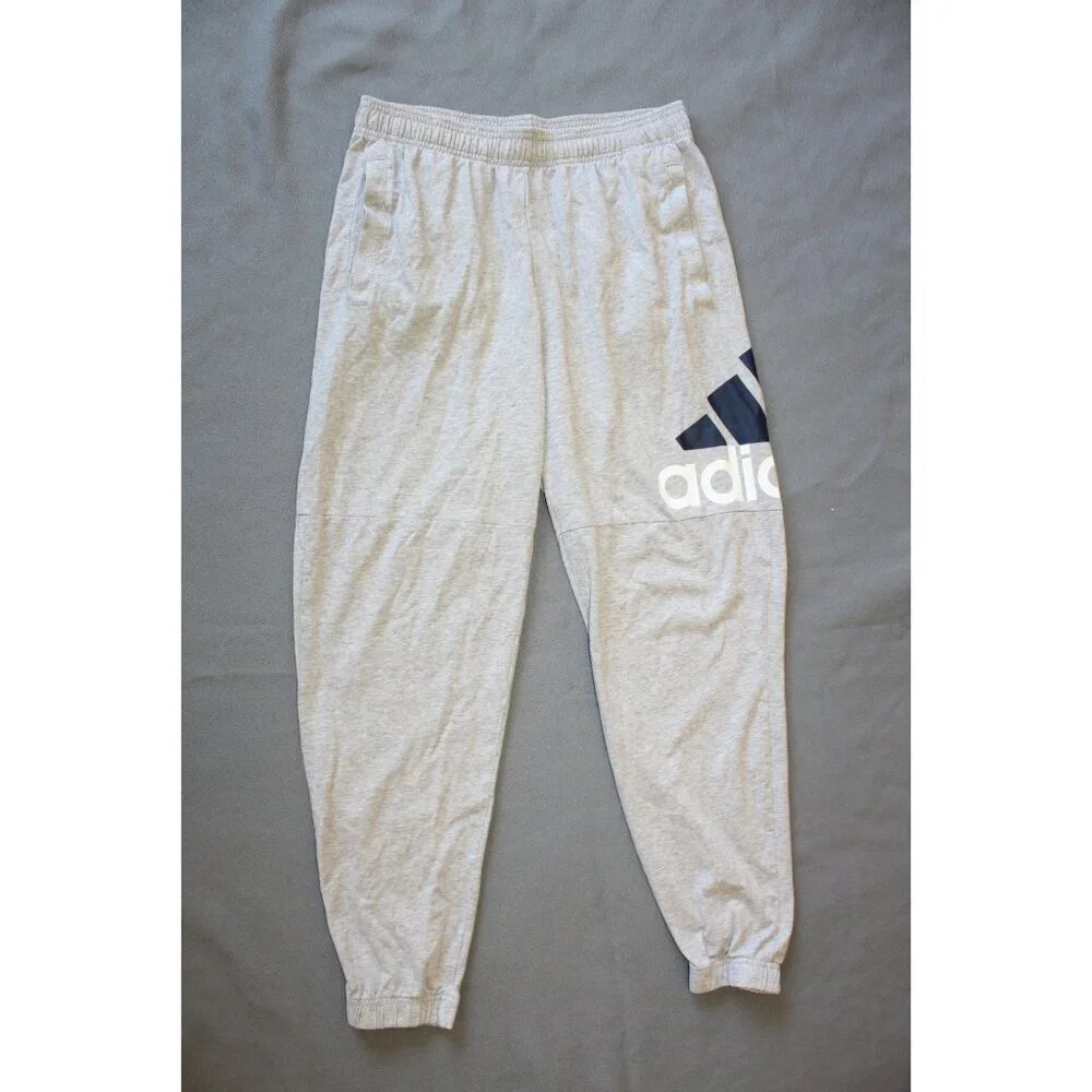 Adidas Essentials Performance Men's Jogger Logo Pants Size Medium Grey Pull on